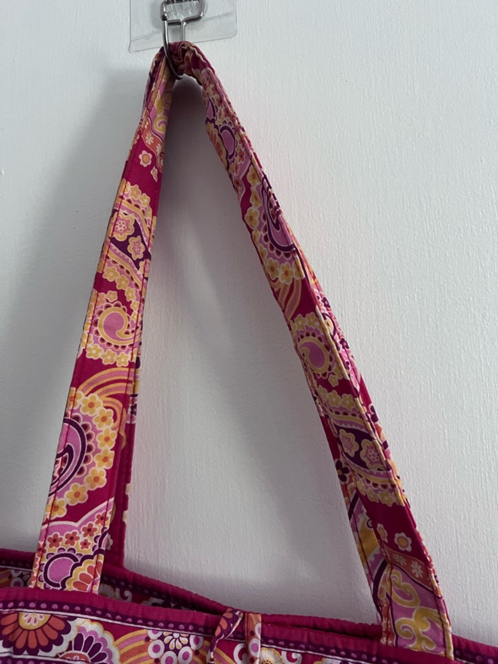Vera Bradley Raspberry Fizz Quilted Paisley Print Tote Bag in Magenta Vintage - Picture 5 of 10